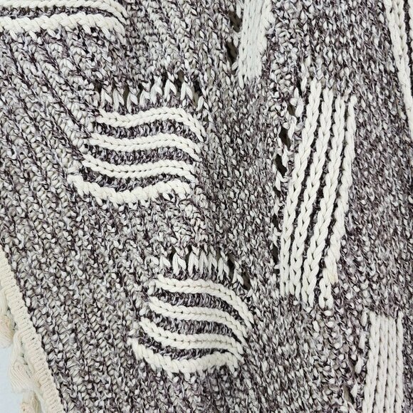 Anthropologie One Size Boho Kimono Open Front Cardigan Fringe Trim Patterned - Picture 4 of 13